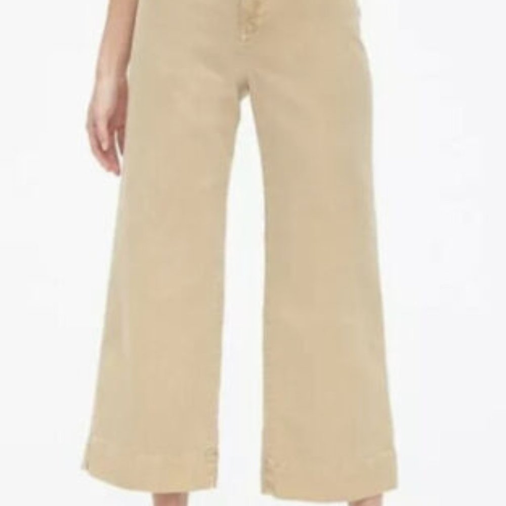 GAP Size 6 High Rise Wide Leg Crop Tan/Khaki Denim Pants